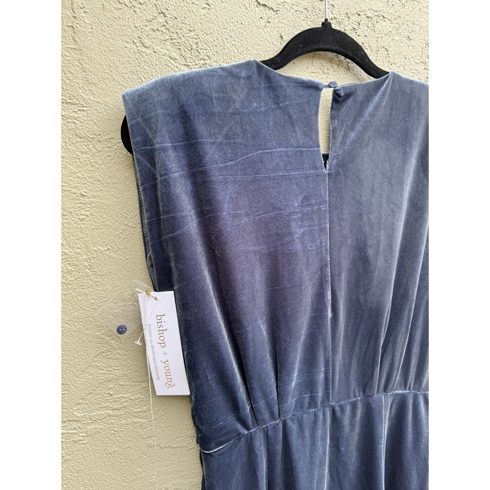 Bishop Young NEW Hayden Blue Velvet Sleeveless Structured Dress SMALL Party - Picture 6 of 8